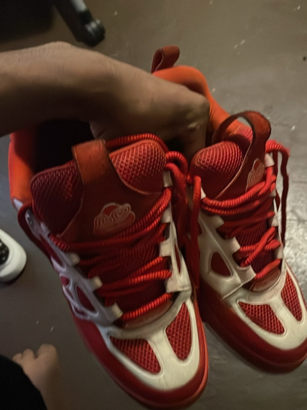 Louis Vuitton Red and White Men's Sneakers with Contrast Panels